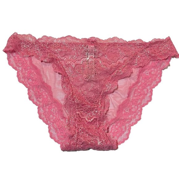 NWT VICTORIA'S SECRET Dream Angel Cheekini Pantie Sz M Sparkle Pink Lace - Picture 1 of 4